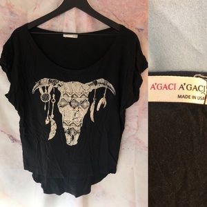 Loose Black Shirt with white/ black/ gold design